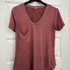 Z Supply Short Sleeve V-Neck Tee - Dusty Rose